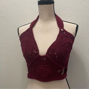 Corset Crochet Style Rave Halter Top with Tie back and cotton yarn